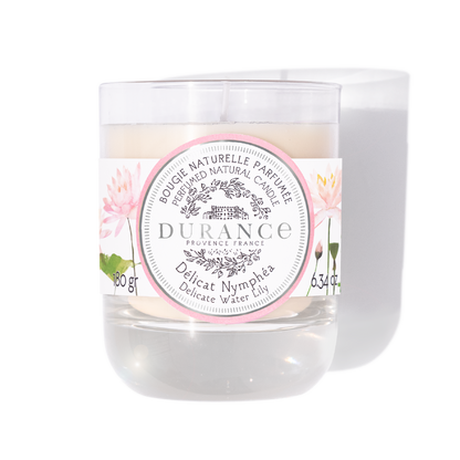Delicate Water Lily Candle in a glass jar with a Durance label 