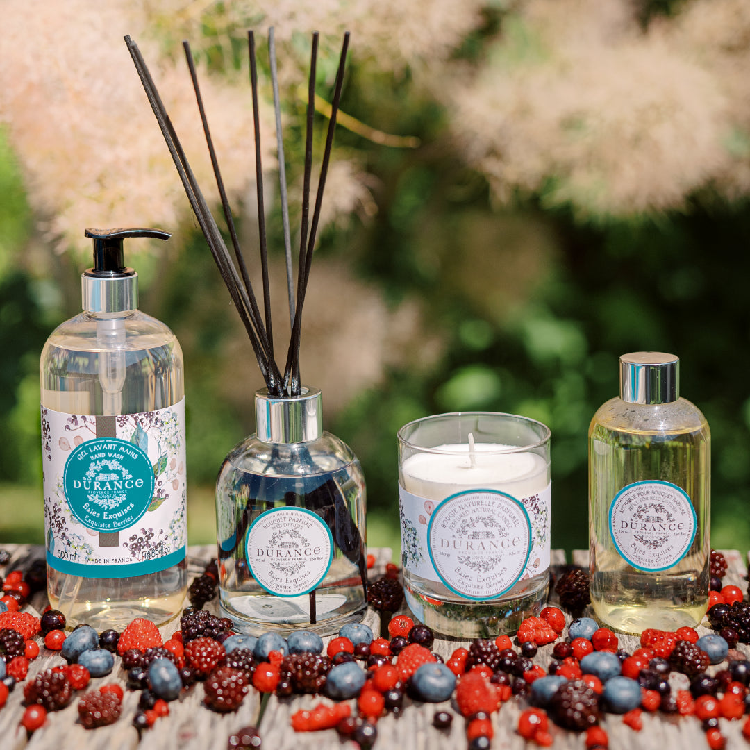 Exquisite Berries -  Reed Diffuser Refill 225 ml and scented candle.