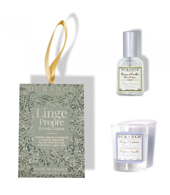 Fresh linen Pillow mist and a small natural wax candle coffret-douceur-linge-propre