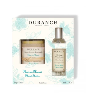 Perfumed candle 180 gr 6.34 oz & Room spray 100 mL 3.3 fl.oz Box Monoï Flower